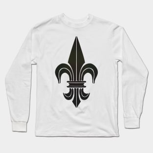 Black Fleur De Lis on Yellow Long Sleeve T-Shirt